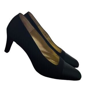 Bruno Magli VTG Satin 2.5" Heel Women's 7.5B Pump Black Italy Classic Capsule